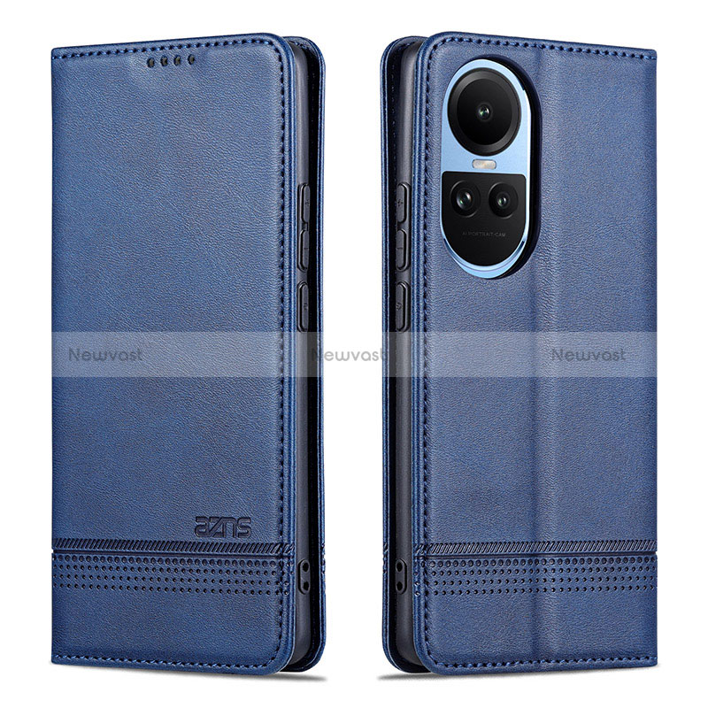 Leather Case Stands Flip Cover Holder YZ1 for Oppo Reno10 Pro 5G Blue