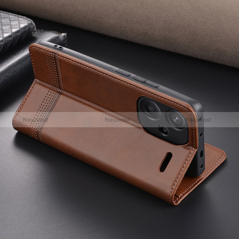 Leather Case Stands Flip Cover Holder YZ1 for Xiaomi Redmi Note 13 Pro+ Plus 5G