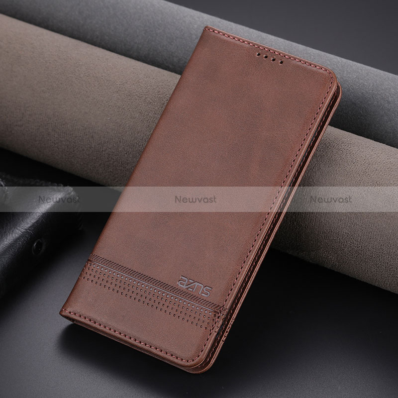 Leather Case Stands Flip Cover Holder YZ2 for Huawei Honor 80 GT 5G Brown