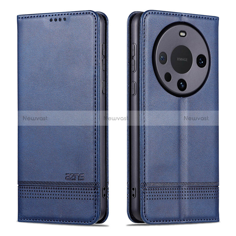 Leather Case Stands Flip Cover Holder YZ2 for Huawei Mate 60 Pro Blue