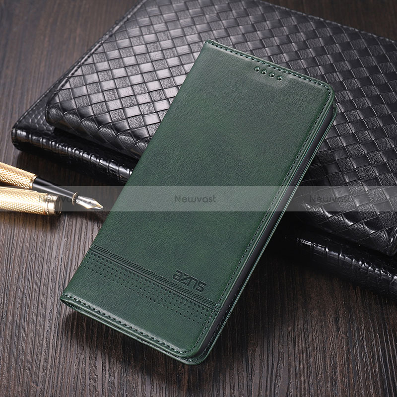 Leather Case Stands Flip Cover Holder YZ2 for Oppo A58 5G Green