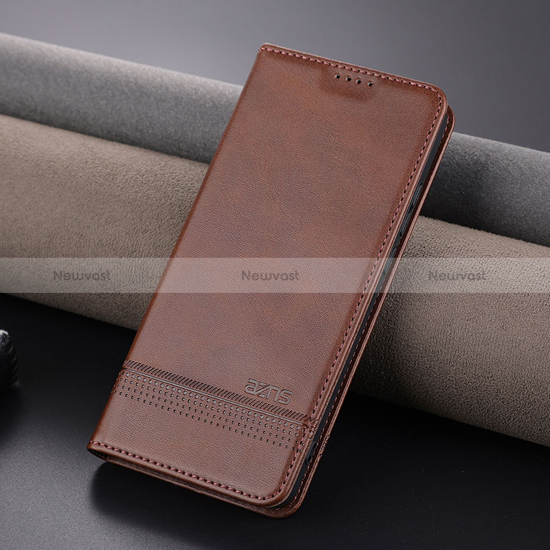 Leather Case Stands Flip Cover Holder YZ2 for Oppo Reno10 5G Brown