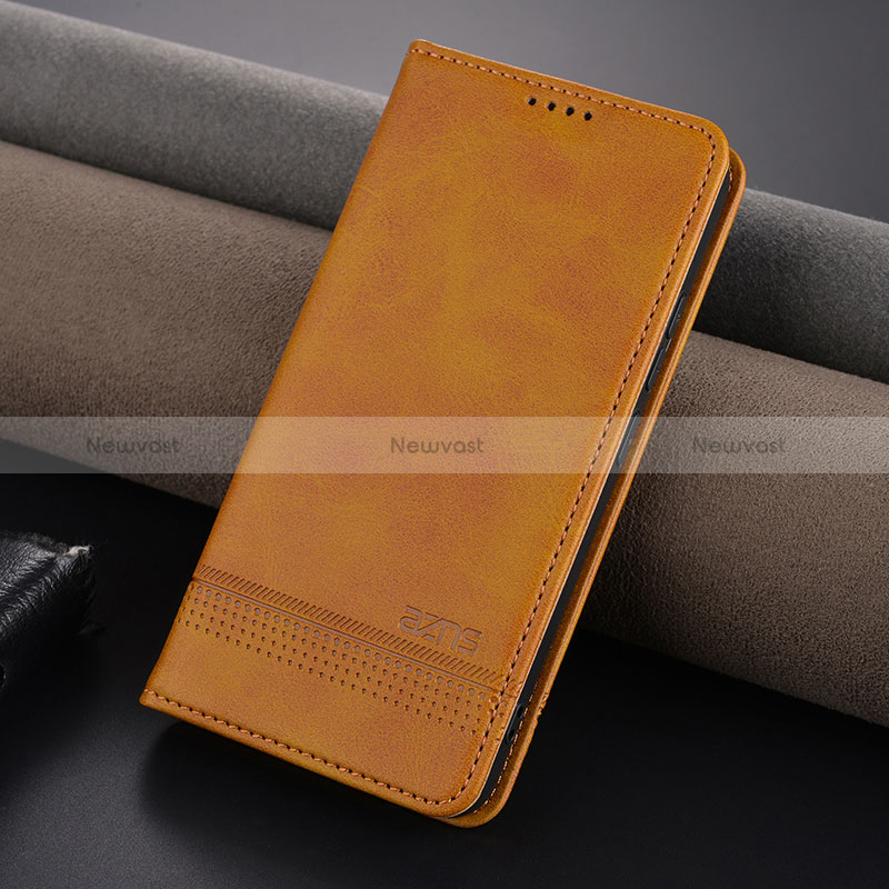 Leather Case Stands Flip Cover Holder YZ2 for Xiaomi Mi 14 5G Light Brown