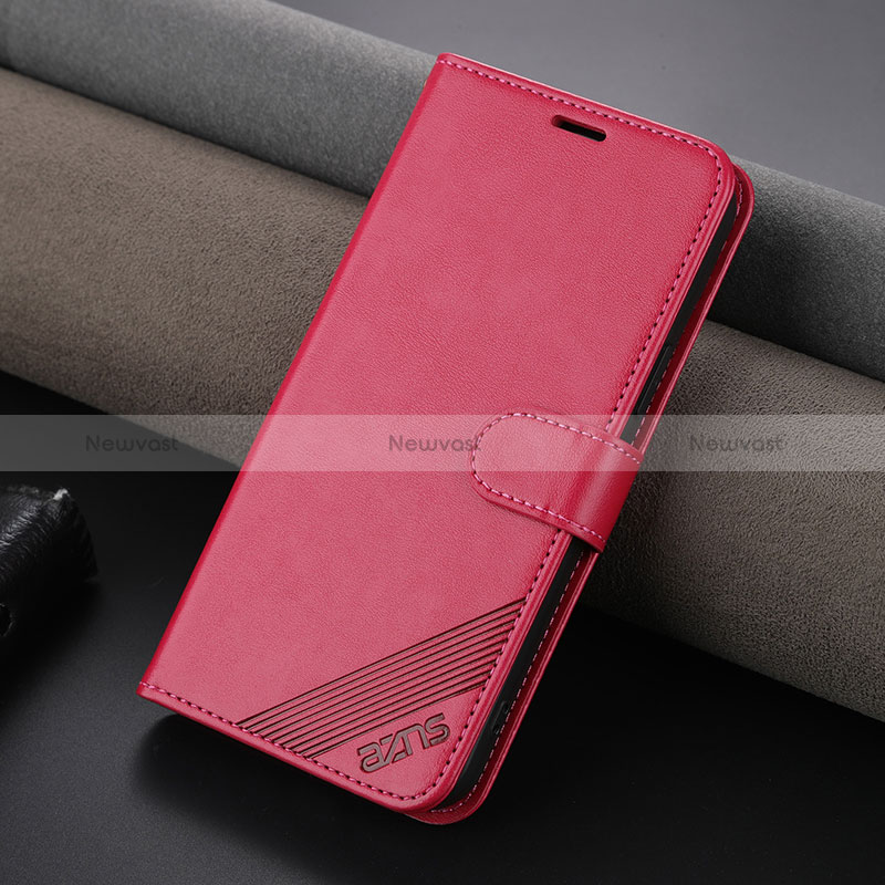 Leather Case Stands Flip Cover Holder YZ3 for Apple iPhone 14 Plus Hot Pink