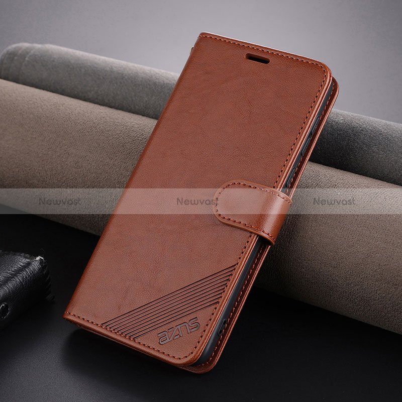 Leather Case Stands Flip Cover Holder YZ3 for Huawei Mate 60 Pro Brown