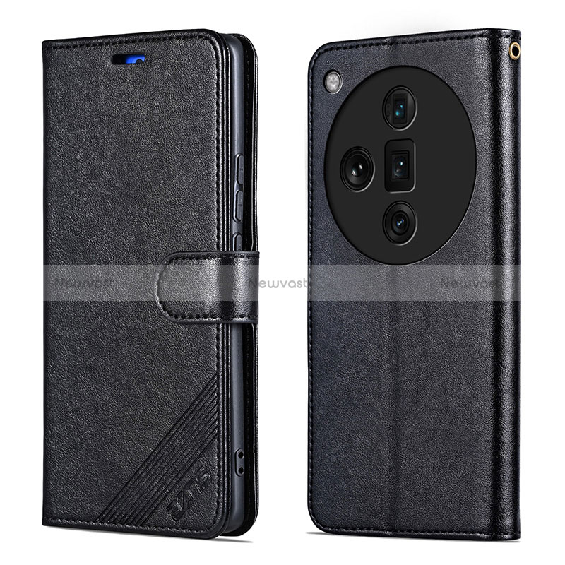 Leather Case Stands Flip Cover Holder YZ3 for Oppo Find X7 Ultra 5G Black