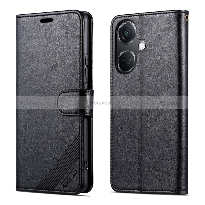 Leather Case Stands Flip Cover Holder YZ3 for Oppo K11 5G Black