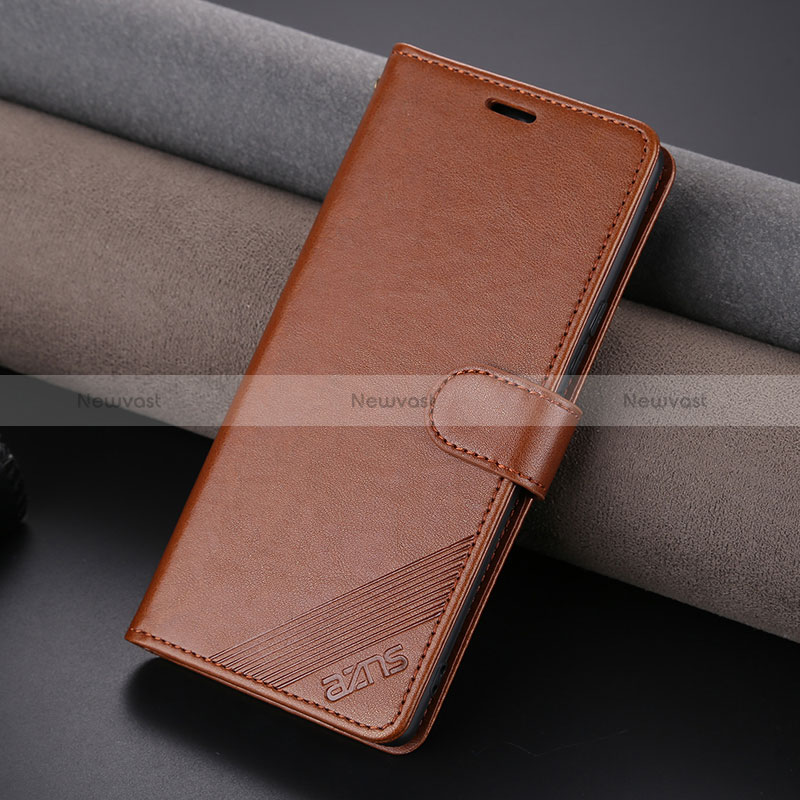 Leather Case Stands Flip Cover Holder YZ4 for Huawei Honor 90 5G Brown