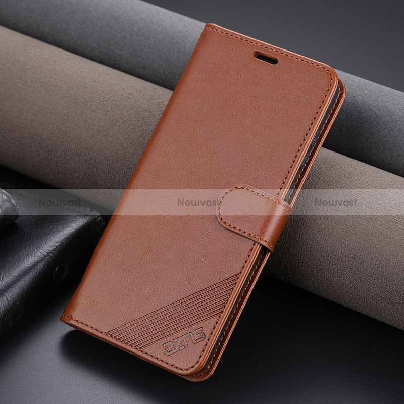 Leather Case Stands Flip Cover Holder YZ4 for Huawei Honor Magic5 Pro 5G Brown