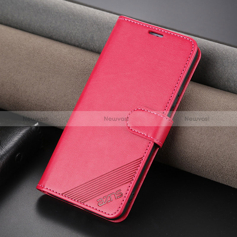 Leather Case Stands Flip Cover Holder YZ4 for Huawei Nova 11 Hot Pink