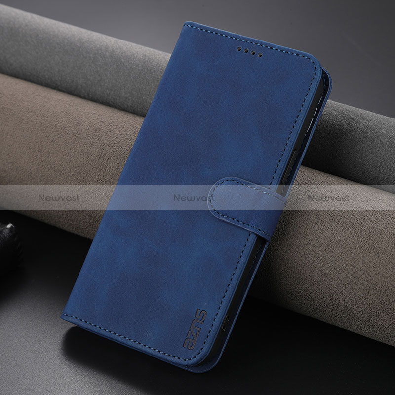 Leather Case Stands Flip Cover Holder YZ5 for Apple iPhone 14 Blue