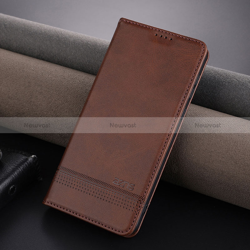 Leather Case Stands Flip Cover Holder YZ5 for Huawei Mate 60 Brown