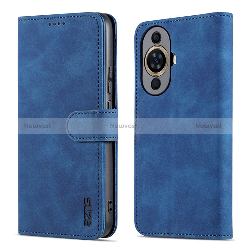 Leather Case Stands Flip Cover Holder YZ5 for Huawei Nova 11 Ultra Blue