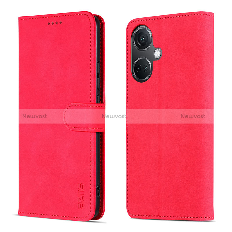 Leather Case Stands Flip Cover Holder YZ5 for OnePlus Nord CE 3 5G Red