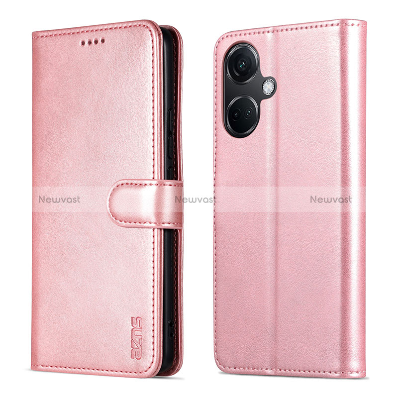 Leather Case Stands Flip Cover Holder YZ5 for OnePlus Nord CE 3 5G Rose Gold