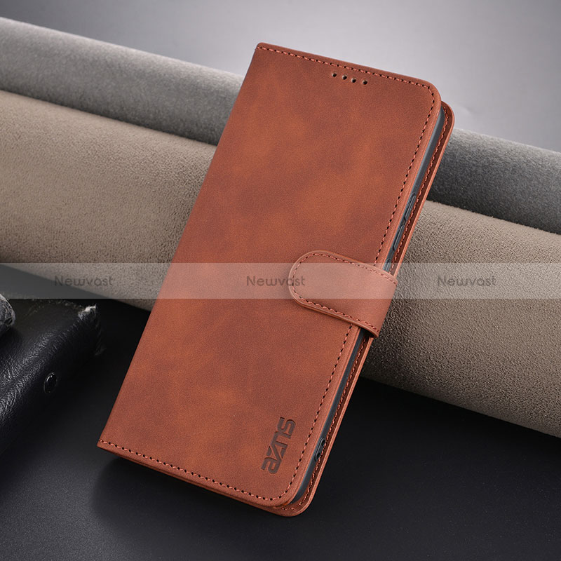 Leather Case Stands Flip Cover Holder YZ5 for Xiaomi Redmi Note 13 Pro+ Plus 5G Brown