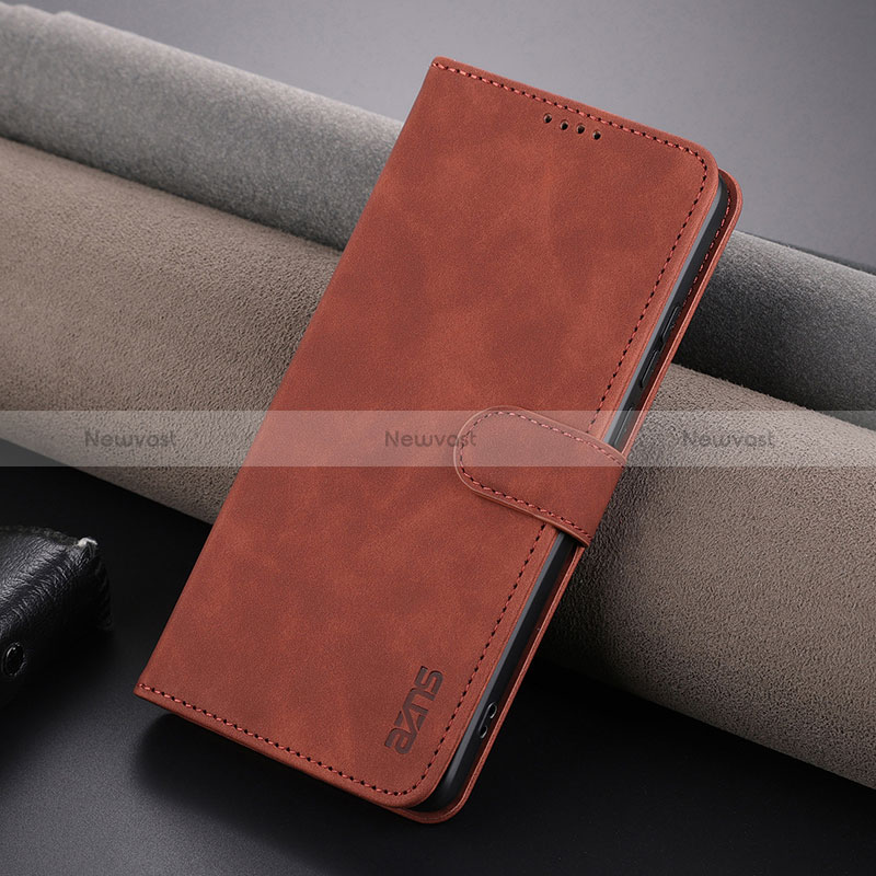 Leather Case Stands Flip Cover Holder YZ6 for OnePlus Nord CE 3 5G Brown