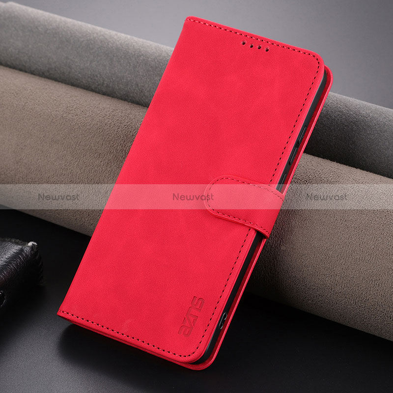 Leather Case Stands Flip Cover Holder YZ6 for OnePlus Nord CE 3 5G Red