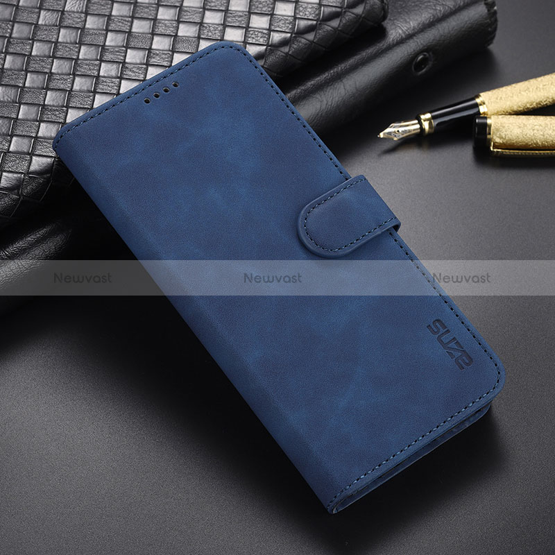 Leather Case Stands Flip Cover Holder YZ6 for Oppo A58 5G Blue