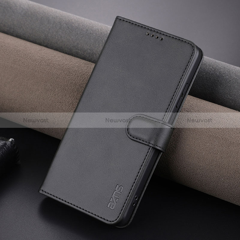 Leather Case Stands Flip Cover Holder YZ6 for Oppo A78 4G Black