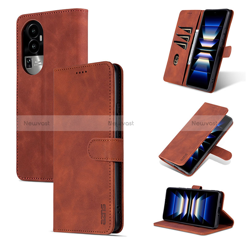 Leather Case Stands Flip Cover Holder YZ6 for Oppo Reno10 Pro+ Plus 5G