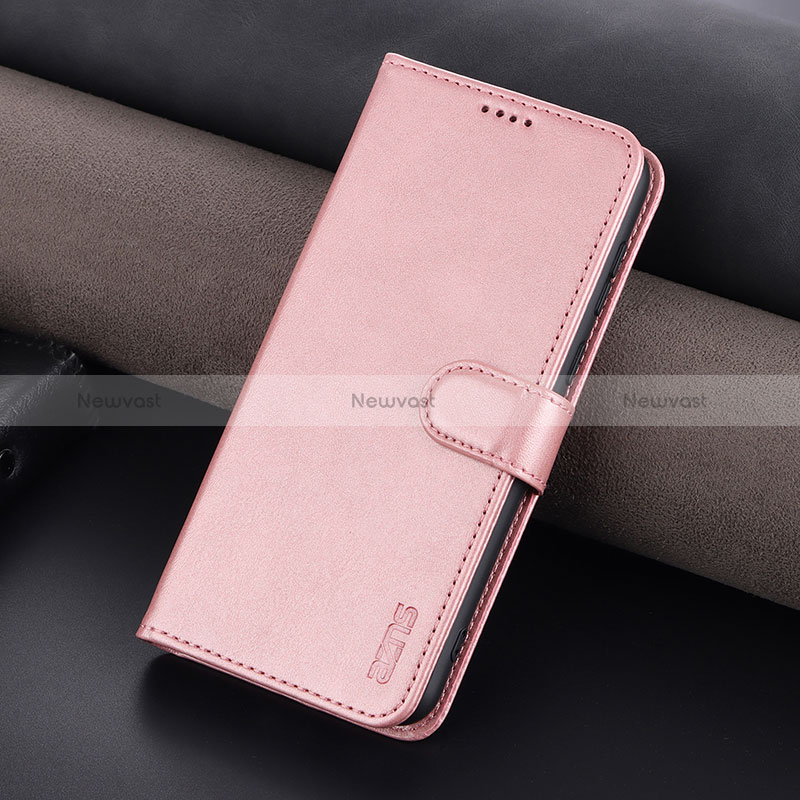 Leather Case Stands Flip Cover Holder YZ6 for Oppo Reno9 5G Rose Gold