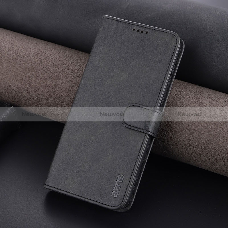 Leather Case Stands Flip Cover Holder YZ6 for Oppo Reno9 Pro 5G Black