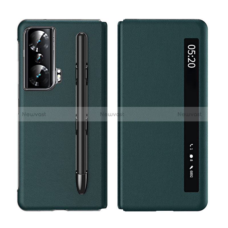 Leather Case Stands Flip Cover Holder ZL1 for Huawei Honor Magic Vs 5G Green