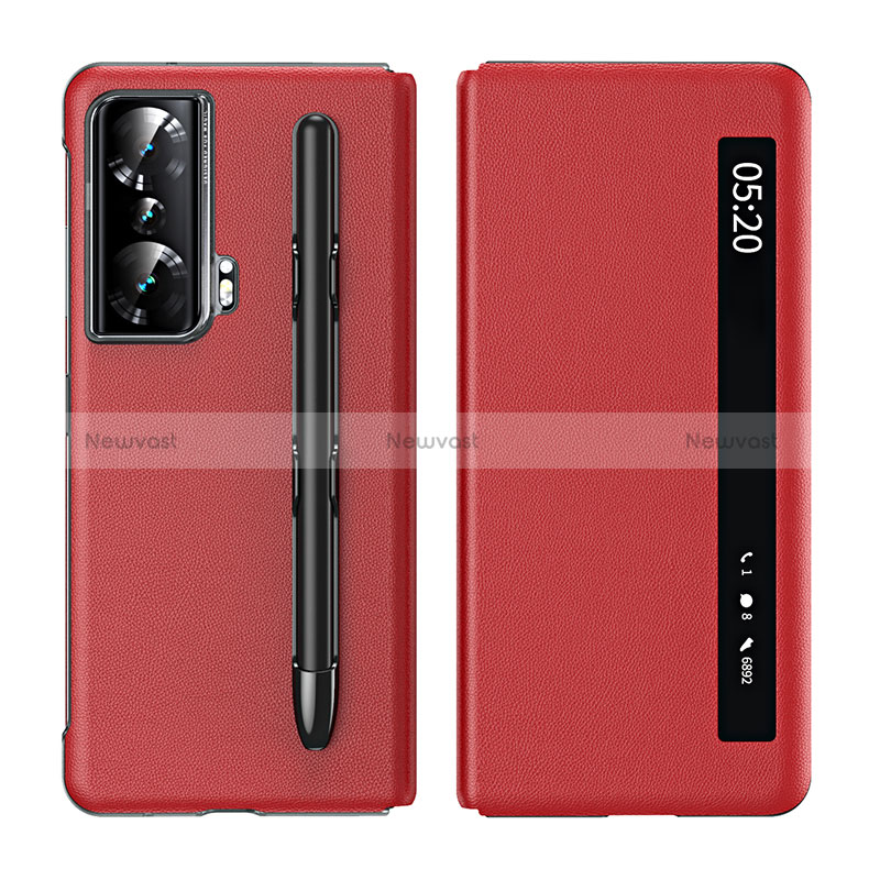 Leather Case Stands Flip Cover Holder ZL1 for Huawei Honor Magic Vs Ultimate 5G Red