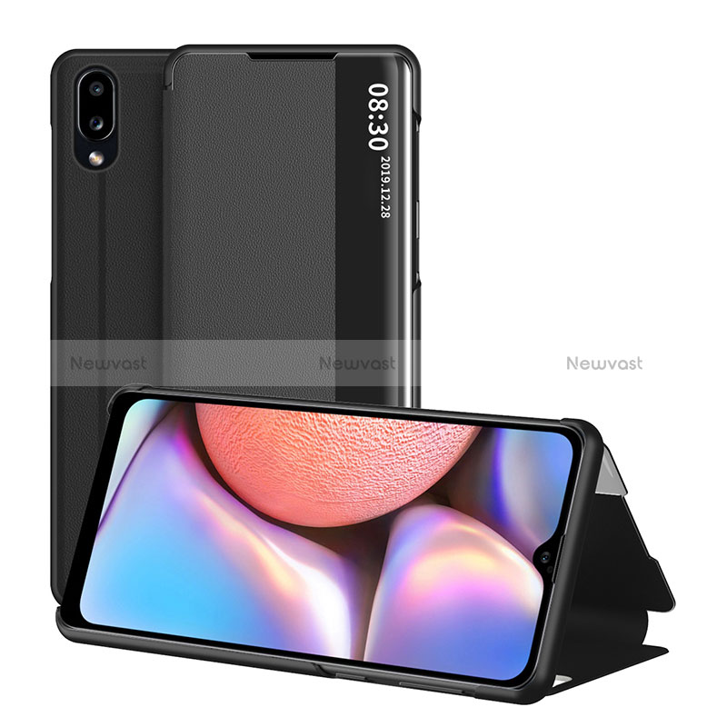 Leather Case Stands Flip Cover Holder ZL1 for Samsung Galaxy A10s Black