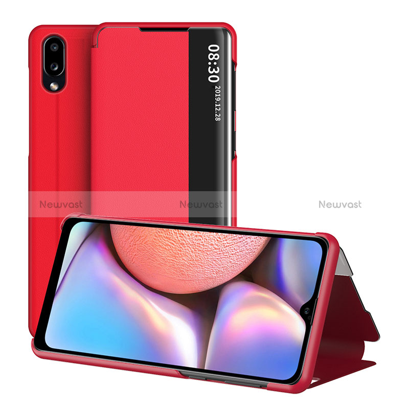 Leather Case Stands Flip Cover Holder ZL1 for Samsung Galaxy A10s Red