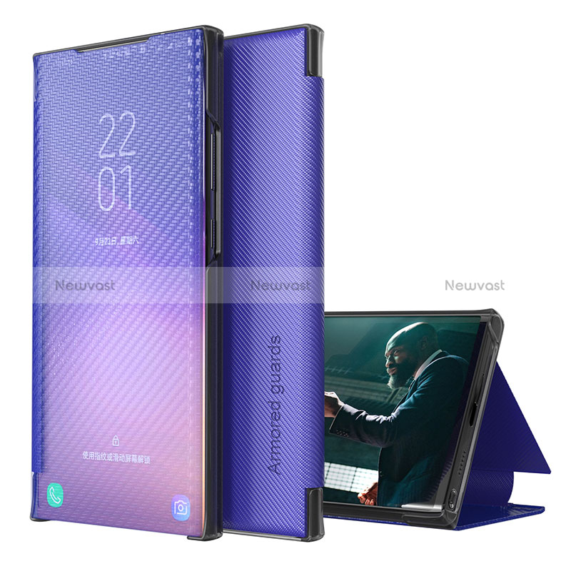 Leather Case Stands Flip Cover Holder ZL1 for Samsung Galaxy A50S Purple