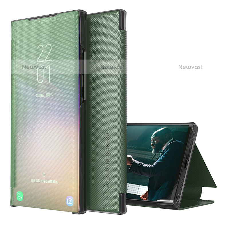 Leather Case Stands Flip Cover Holder ZL1 for Samsung Galaxy A51 4G Green