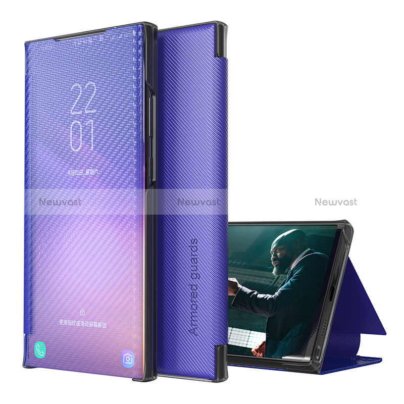 Leather Case Stands Flip Cover Holder ZL1 for Samsung Galaxy M12 Purple