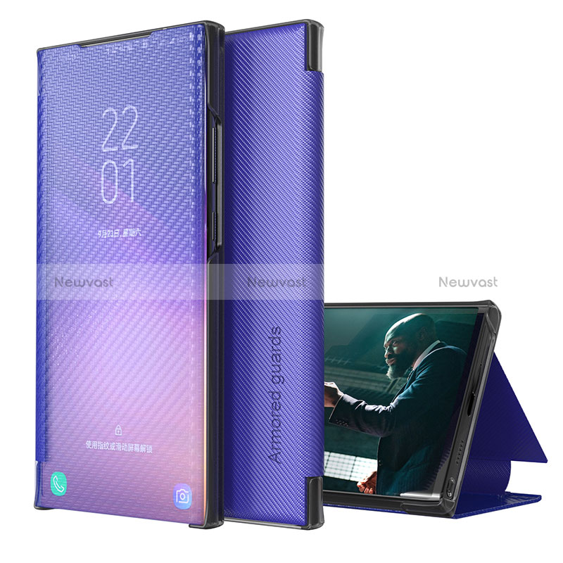 Leather Case Stands Flip Cover Holder ZL1 for Samsung Galaxy S22 Plus 5G Purple