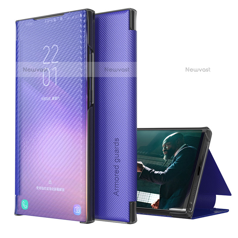 Leather Case Stands Flip Cover Holder ZL1 for Samsung Galaxy S23 5G Purple