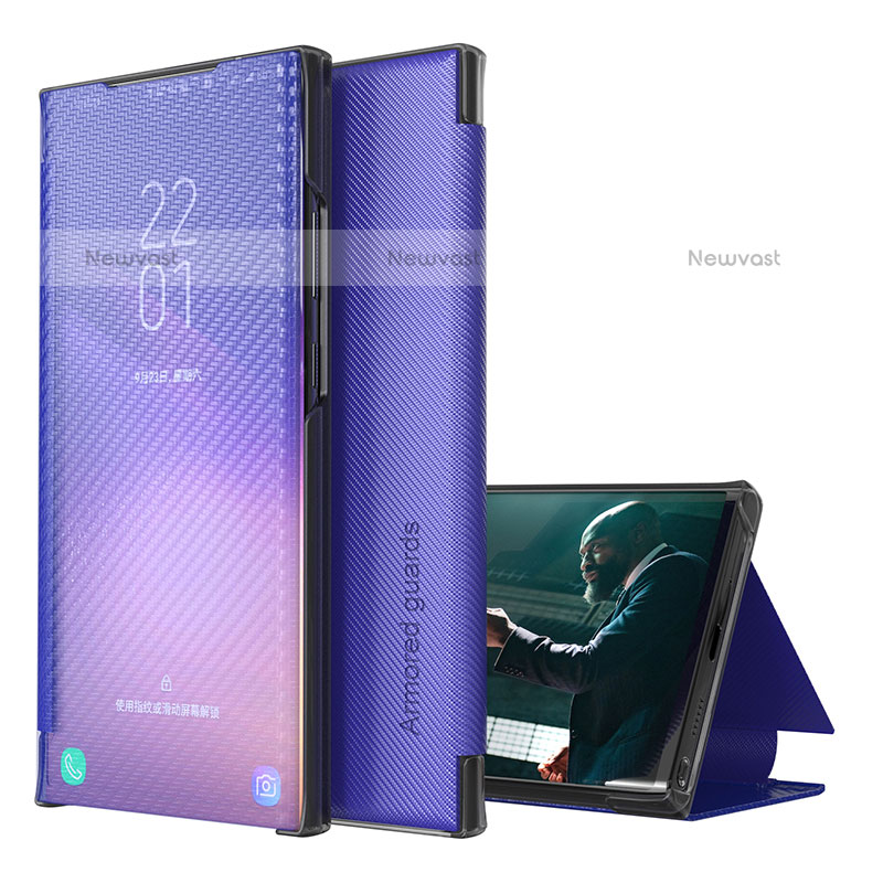 Leather Case Stands Flip Cover Holder ZL1 for Samsung Galaxy S23 Ultra 5G Purple