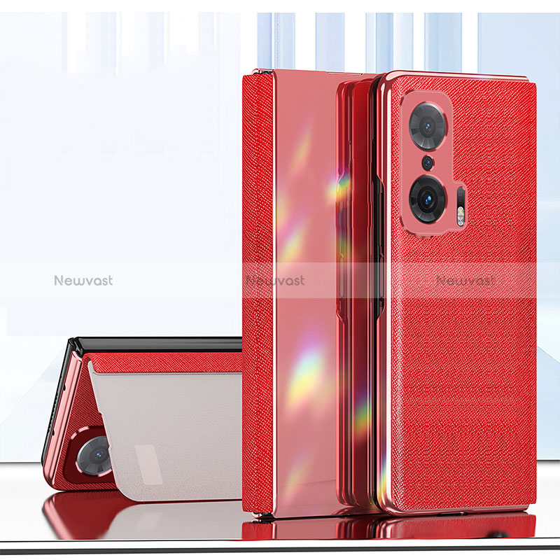 Leather Case Stands Flip Cover Holder ZL2 for Huawei Honor Magic V 5G Red