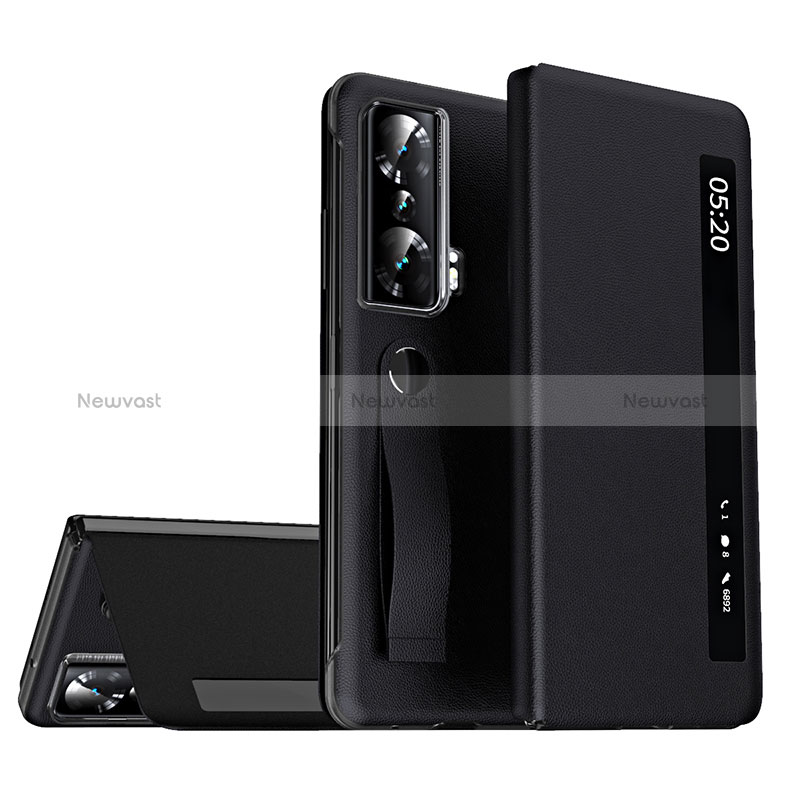 Leather Case Stands Flip Cover Holder ZL2 for Huawei Honor Magic Vs Ultimate 5G Black