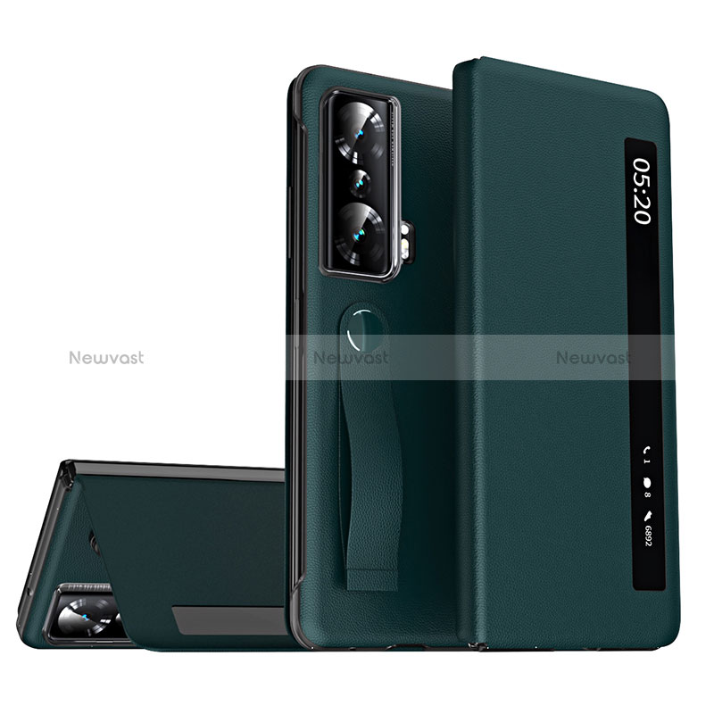 Leather Case Stands Flip Cover Holder ZL2 for Huawei Honor Magic Vs Ultimate 5G Green