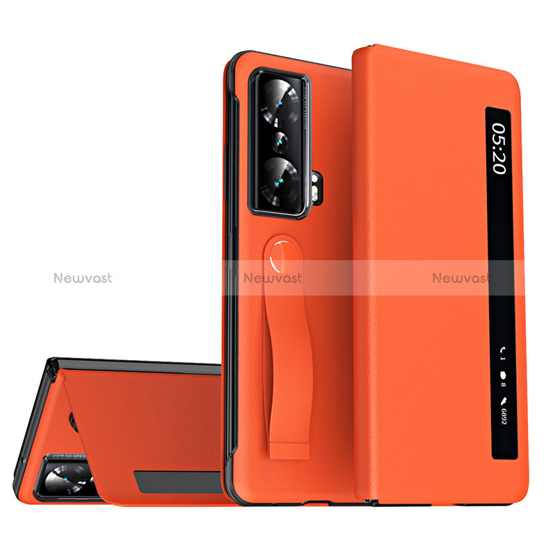 Leather Case Stands Flip Cover Holder ZL2 for Huawei Honor Magic Vs Ultimate 5G Orange