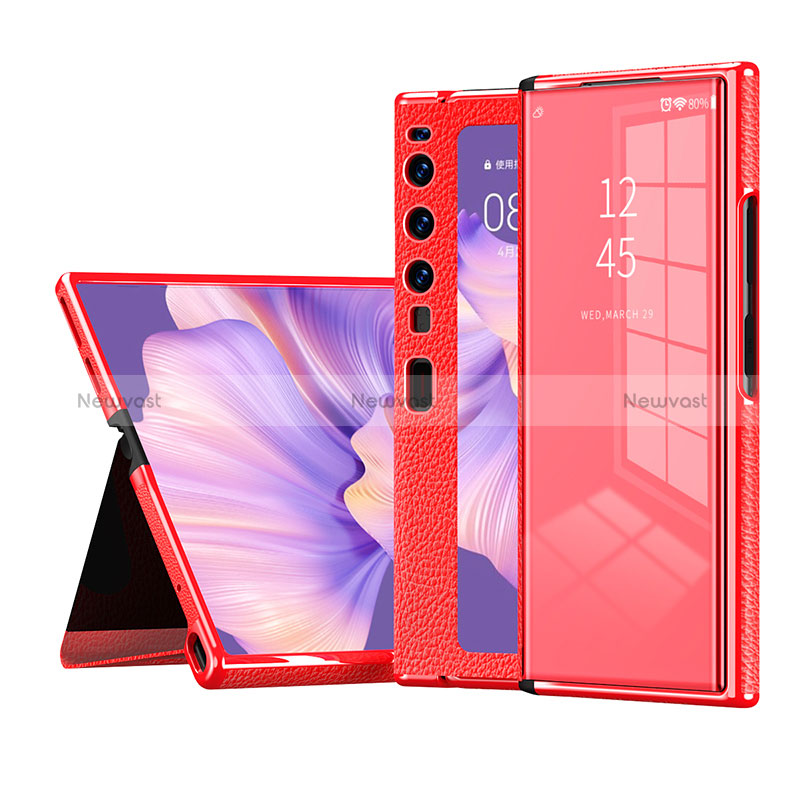 Leather Case Stands Flip Cover Holder ZL2 for Huawei Mate Xs 2 Red