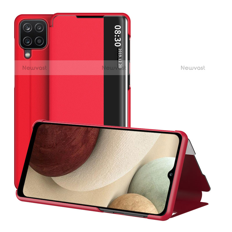 Leather Case Stands Flip Cover Holder ZL2 for Samsung Galaxy A12 Red