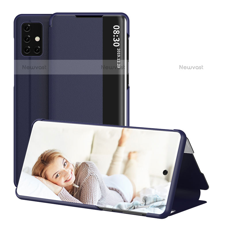 Leather Case Stands Flip Cover Holder ZL2 for Samsung Galaxy A51 4G Blue