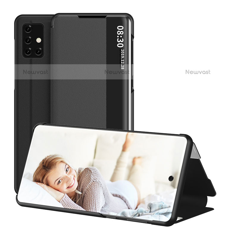 Leather Case Stands Flip Cover Holder ZL2 for Samsung Galaxy A71 4G A715 Black