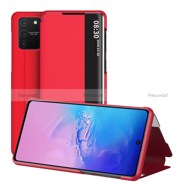 Leather Case Stands Flip Cover Holder ZL2 for Samsung Galaxy S10 Lite Red