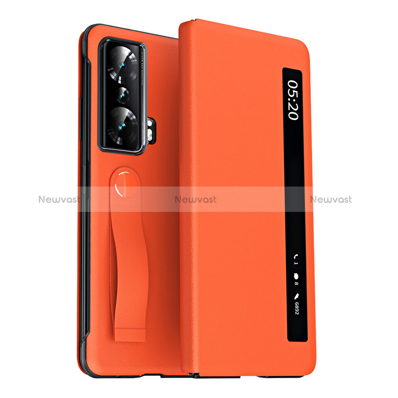 Leather Case Stands Flip Cover Holder ZL3 for Huawei Honor Magic Vs 5G Orange