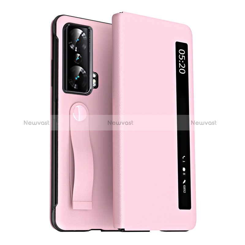 Leather Case Stands Flip Cover Holder ZL3 for Huawei Honor Magic Vs 5G Rose Gold