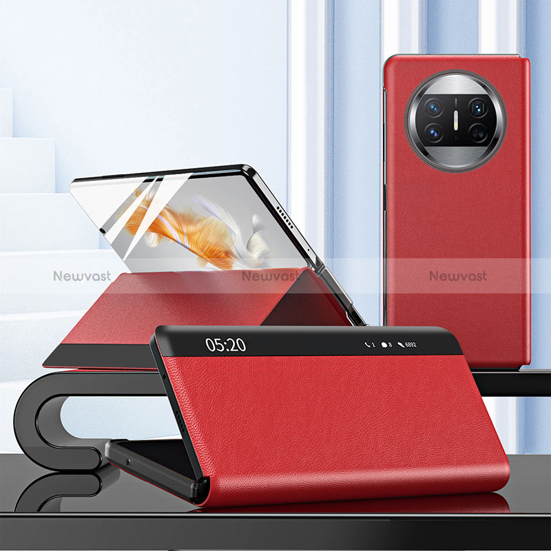 Leather Case Stands Flip Cover Holder ZL3 for Huawei Mate X5 Red