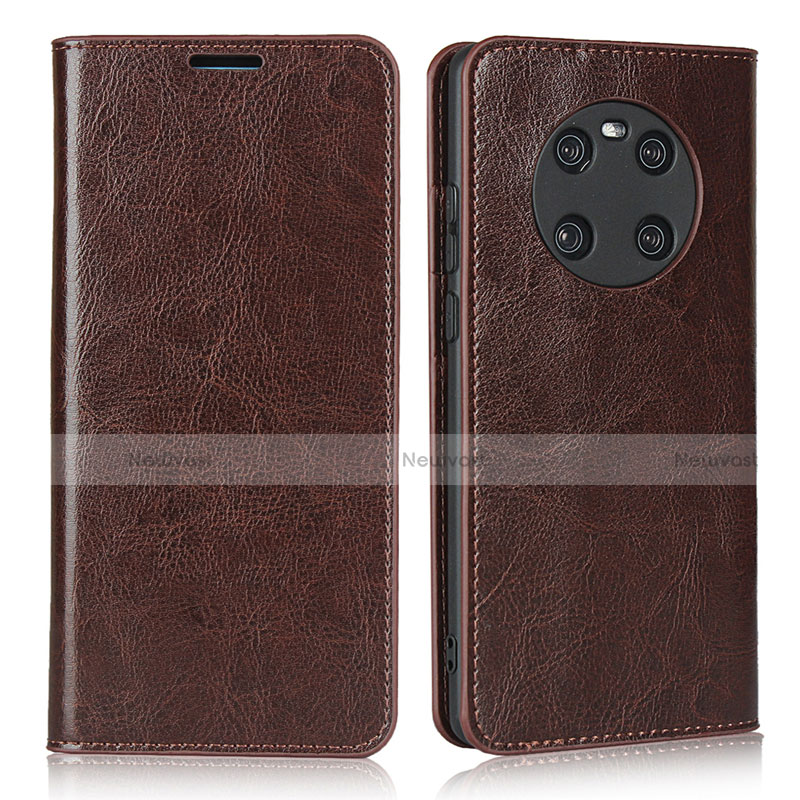 Leather Case Stands Flip Cover K02 Holder for Huawei Mate 40E 5G Brown